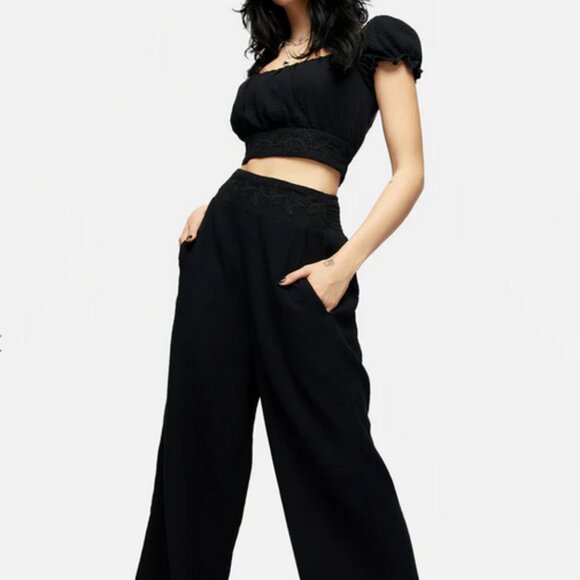 Disturbia Vine Textured Crop Top and Wide Leg Trouser - Picture 1 of 7